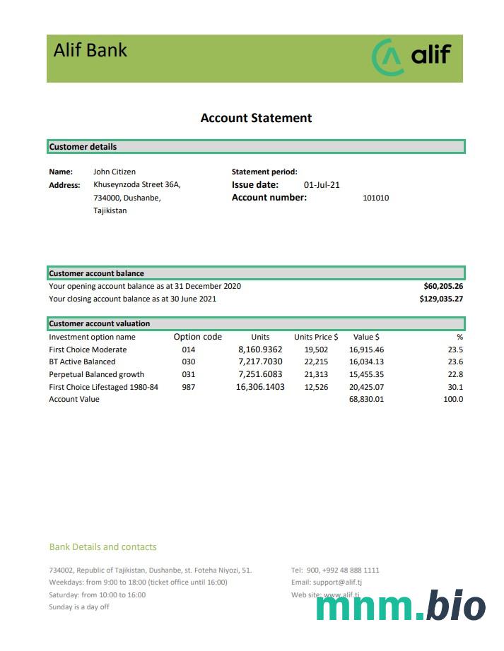 Tajwański Bank ziemi Tajwanu szablon w formacie excel pdf